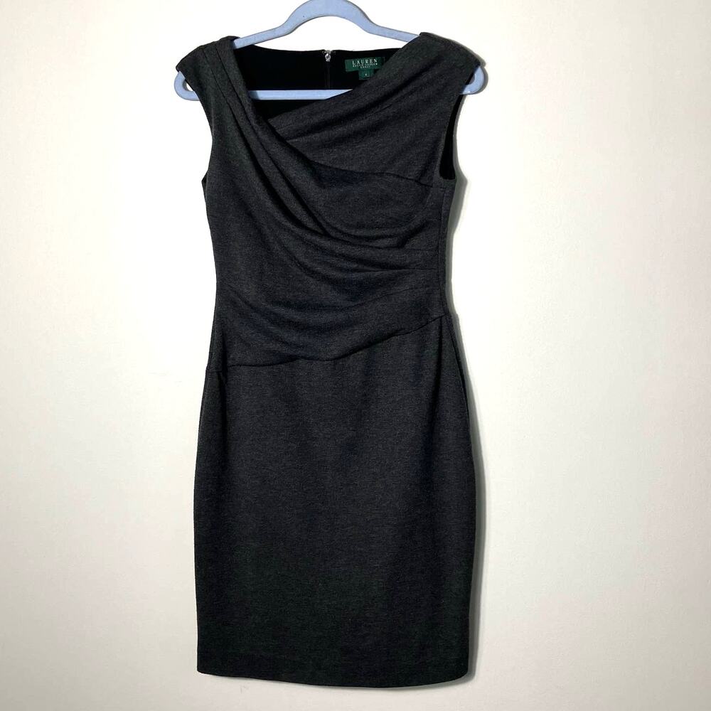 Lauren Ralph Lauren Women 6 Sheath Stretch Dress Gray Workwear